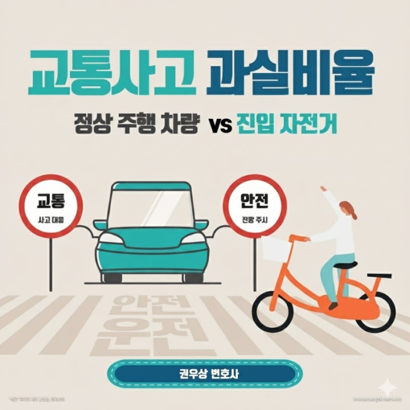 [차 대 자전거] 인도에서 갑자기 도로로 진입한 자전거와 차량이 충돌한 경우, 과실비율은? 관련 이미지 1
