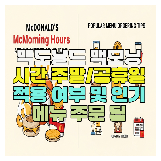  맥도날드 맥모닝 시간 주말/공휴일 적용 여부 및 인기 메뉴 주문 팁