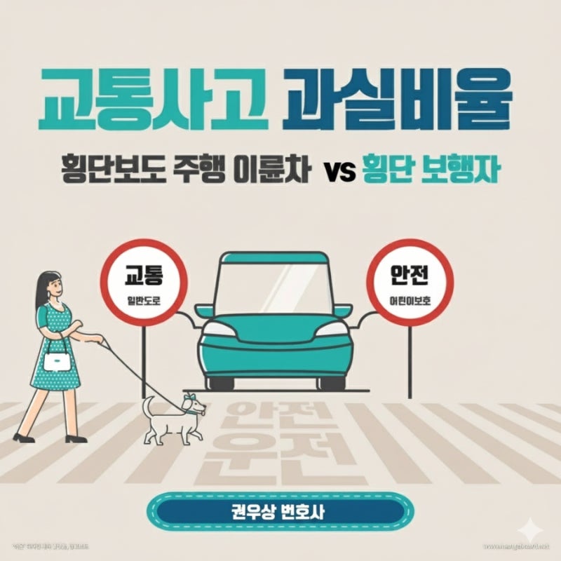 [차 대 사람] 횡단보도 위를 주행하던 오토바이와 횡단 중인 보행자가 충돌한 경우, 과실비율은? 관련 이미지 1