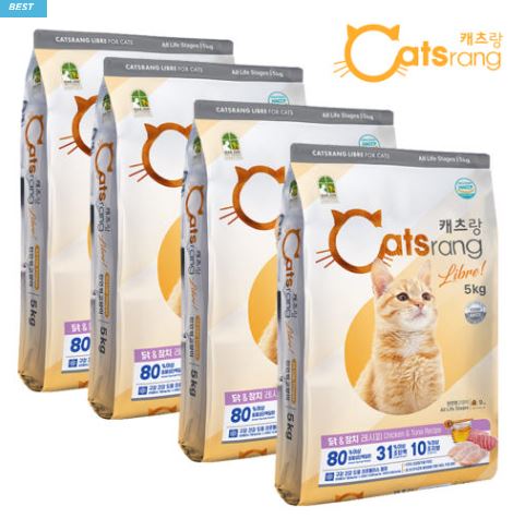  전연령·길고양이용 대용량 고양이사료 – 캐츠랑 리브레 20 kg (5 kg × 4개) – 반려묘·길냥이 모두 OK!