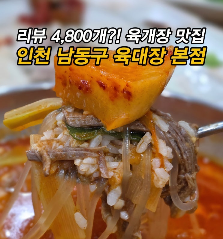  리뷰 4,800개 인천 남동구 맛집 남촌동 육개장 맛집 남촌농산물시장 맛집 육대장 본점