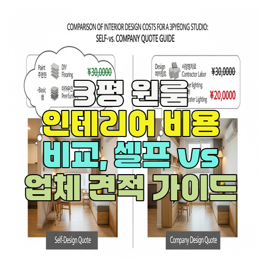  3평 원룸 인테리어 비용 비교, 셀프 vs 업체 견적 가이드