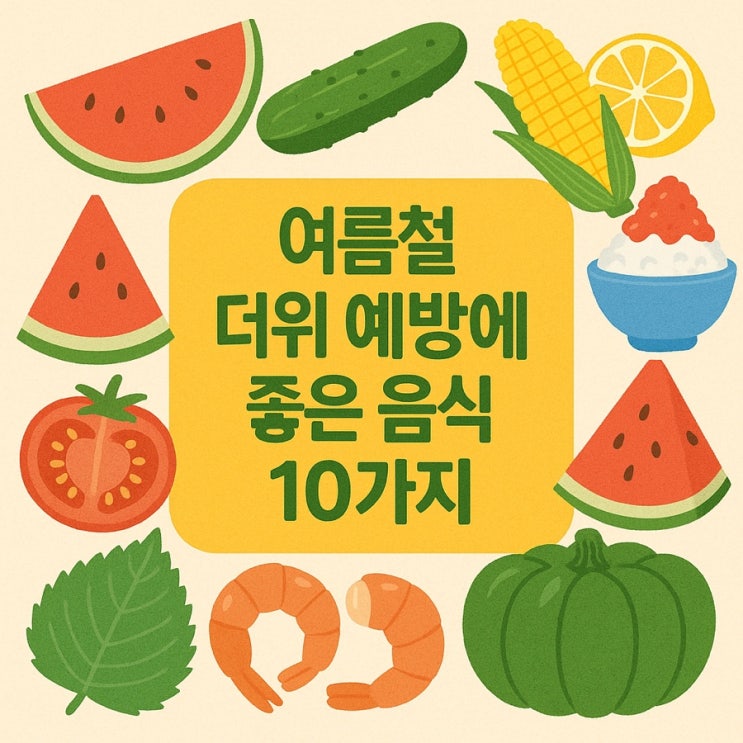  여름철 더위 예방에 좋은 음식 10가지  몸속까지 시원하게 건강 지키는 법!