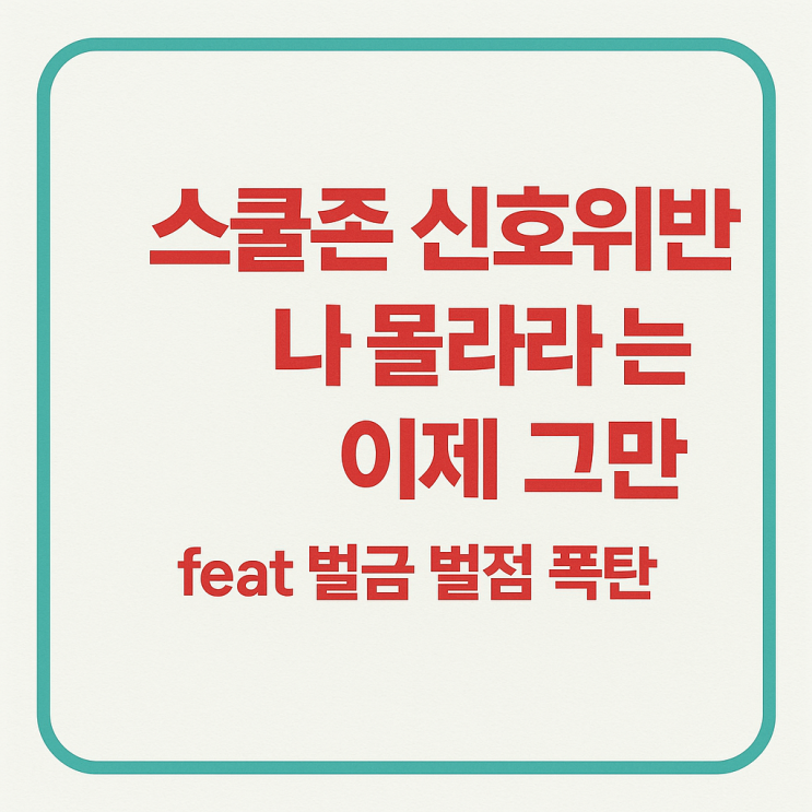  스쿨존 신호위반 나 몰라라 는 이제 그만 feat 벌금 벌점 폭탄