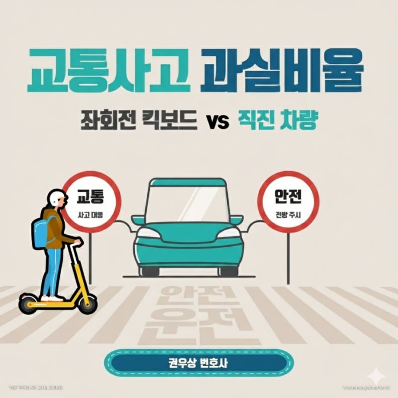 [차 대 PM] 교차로에서 좌회전하는 킥보드와 직진하는 차량이 충돌한 경우, 과실비율은? 관련 이미지 1