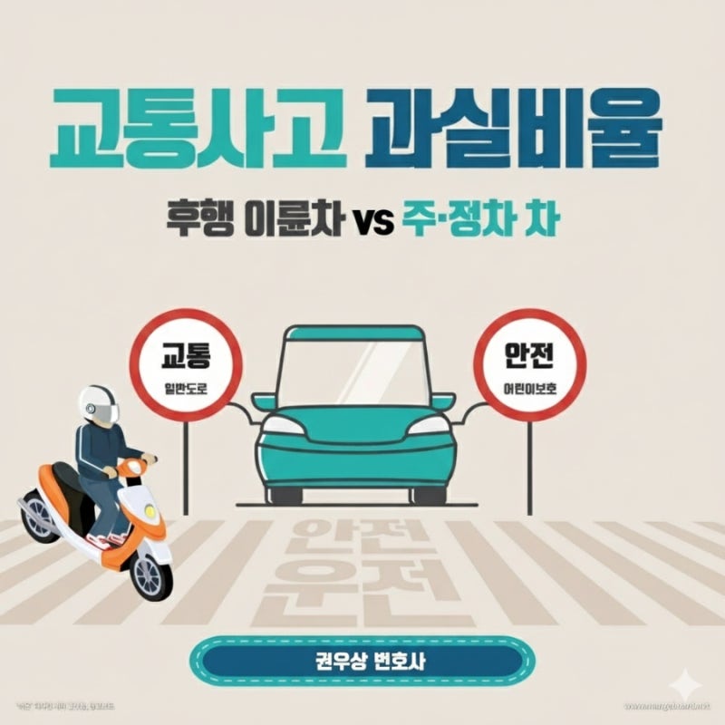 [차 대 이륜차] 후행하던 오토바이가 주정차 중인 차량을 추돌했을 때, 과실비율은? 관련 이미지 1