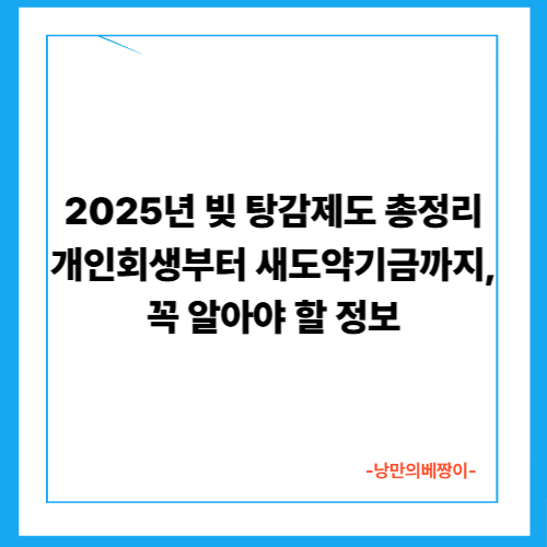 2025년 빚 탕감제도 총정리: 개인회생부터 새도약기금까지, 꼭 알아야 할 정보
