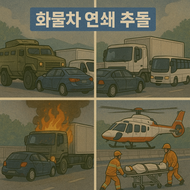 안성 <b>평택제천고속도로 4중 추돌</b>, 화물차 화재