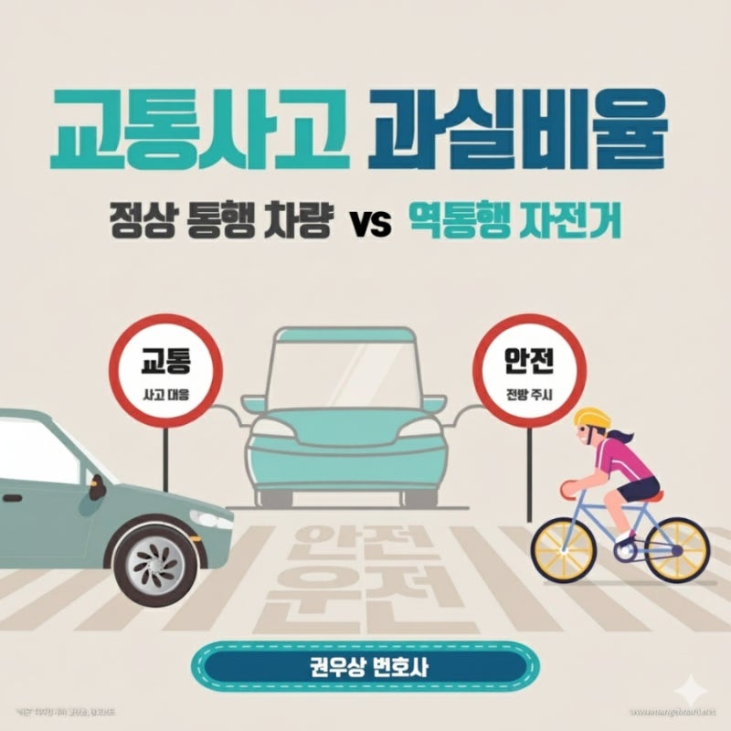 [차 대 자전거] 정상 통행 차량과 역통행 하는 자전거 간 충돌사고, 과실비율은? 관련 이미지 1