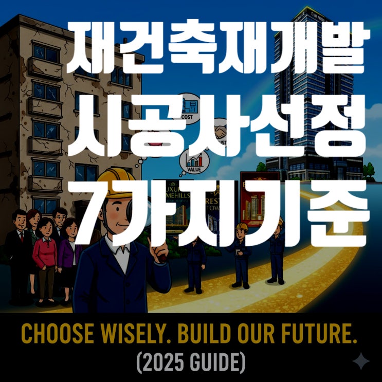  재건축 분담금 줄이고 아파트 가치 높이는 시공사 선정 7가지 비밀 (2025년 최신판)