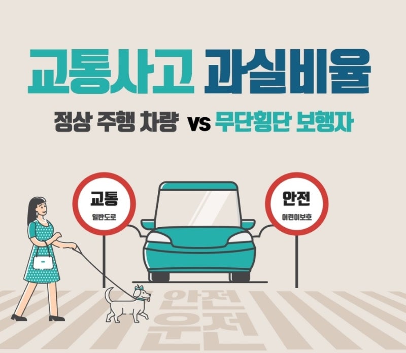 [차 대 사람] 정상 주행 중 무단횡단 하던 보행자를 충격한 경우, 과실비율은? 관련 이미지 1