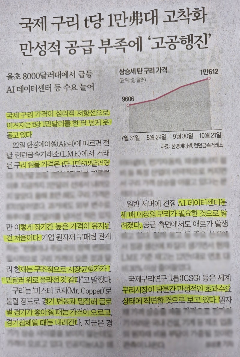 신문 한 장에서 시작된 구리 투자, 1주 매수로 배운 첫 공부 : 네이버 블로그