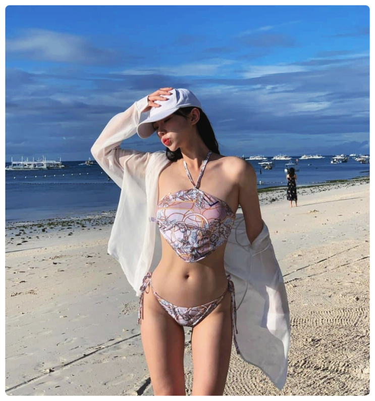 김나연 치어리더 바캉스 비키니룩 화이트 셔츠 코디 한화 이글스