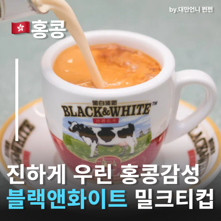  홍콩 밀크티잔에 담긴 이야기 홍콩차찬탱 감성 블랙앤화이트찻잔