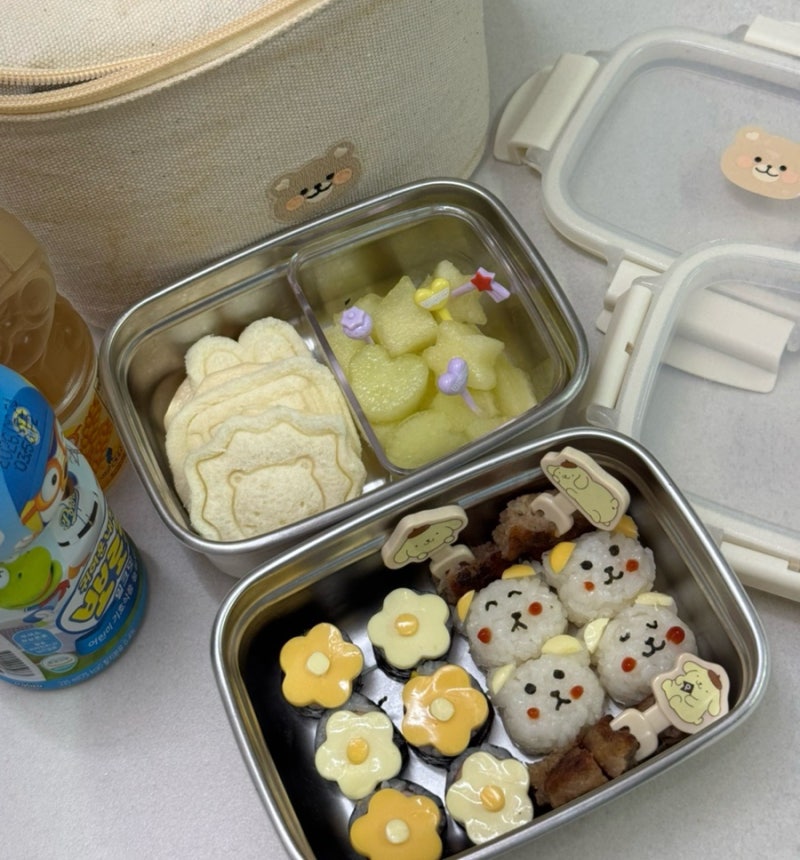요똥엄마의 소풍 도시락 도전기 / 귀엽고 쉬운 도시락 /소풍 도시락 다이소 강추템 / 치즈꽃 ....