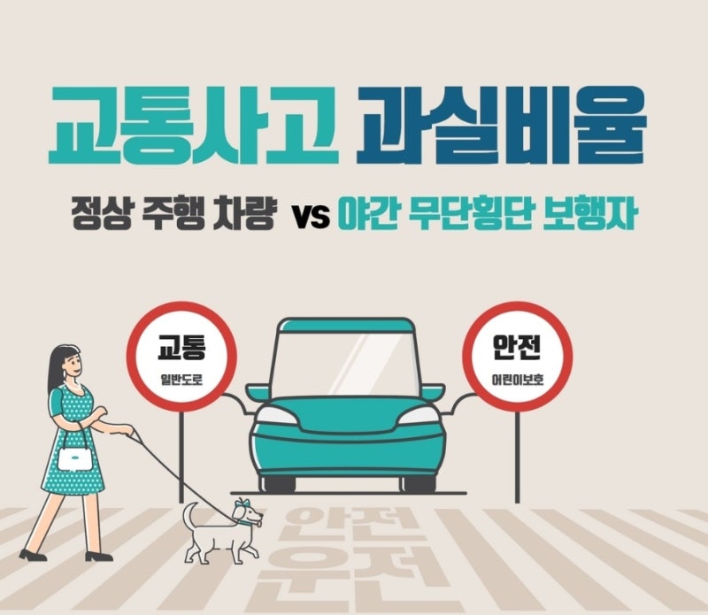 [차 대 사람] 어두운 시각 횡단보도 근처에서 일어난 대인 교통사고, 과실비율은? 관련 이미지 1