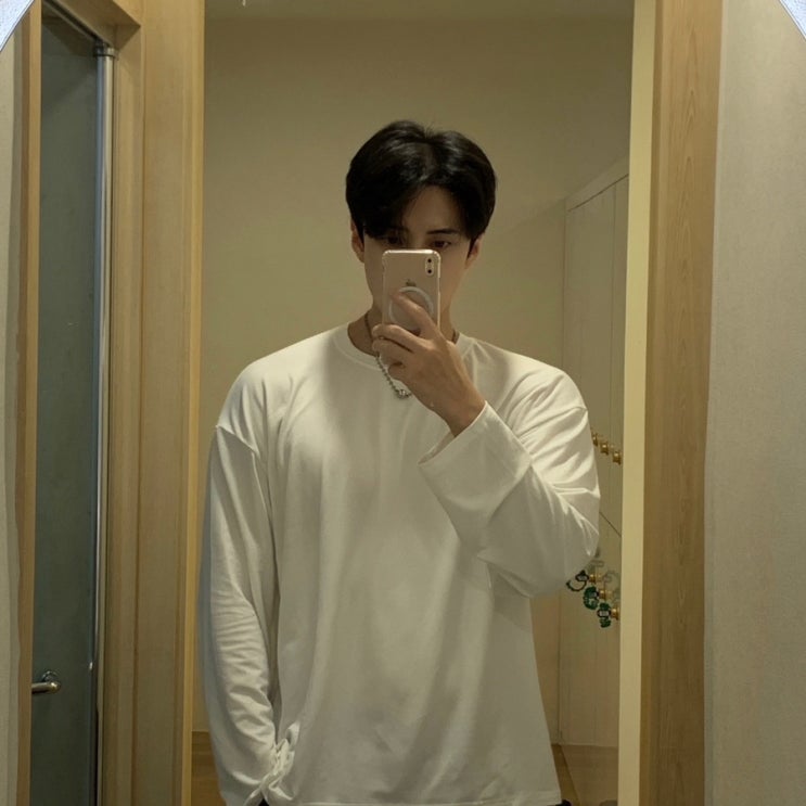  알브이디 남성 긴팔티셔츠 오버핏 남자 롱슬리브 오프화이트