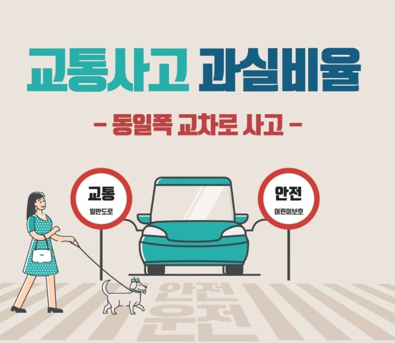 [차 대 차] 동일한 폭의 교차로에 두 차량이 진입하다 발생한 충돌 사고, 과실비율은? 관련 이미지 1