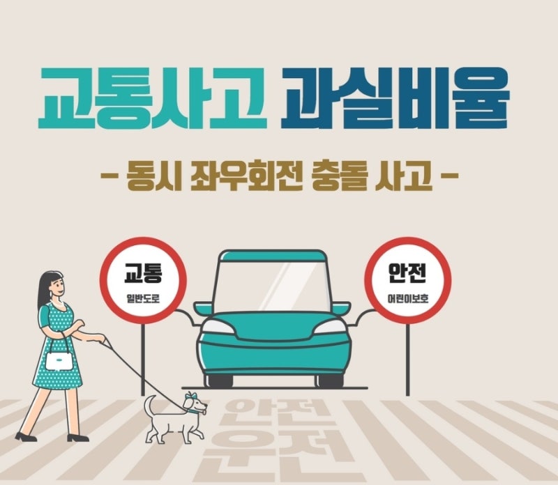 [차 대 차] 2개 차로 동시 '좌회전' 사고와 '우회전' 사고 각각의 기본 과실비율이 다르다?! 관련 이미지 1
