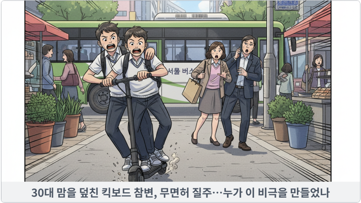  킥보드 사고, 30대 엄마의 안타까운 비극…무면허 질주, 누구의 책임인가?