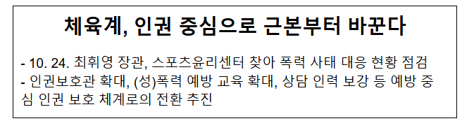 체육계, 인권 중심으로 근본부터 바꾼다