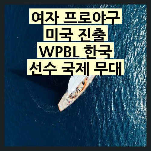 <b>여자</b> <b>프로</b><b>야구</b> 미국 <b>진출</b> WPBL 한국 선수 국제 무대의 새로운... 