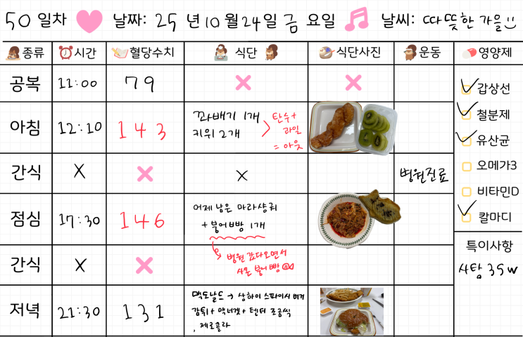  임신 35주차 | 임당식단 50일차 & 혈당체크 | 꽈배기, 키위, 붕어빵, 맥도날드 햄버거
