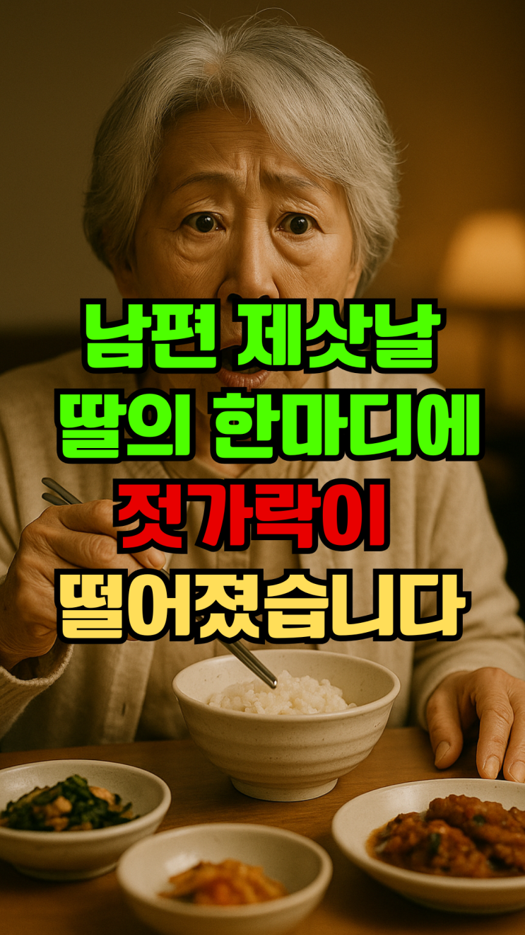  남편 제삿날 딸의 한마디에 젓가락이 떨어졌습니다