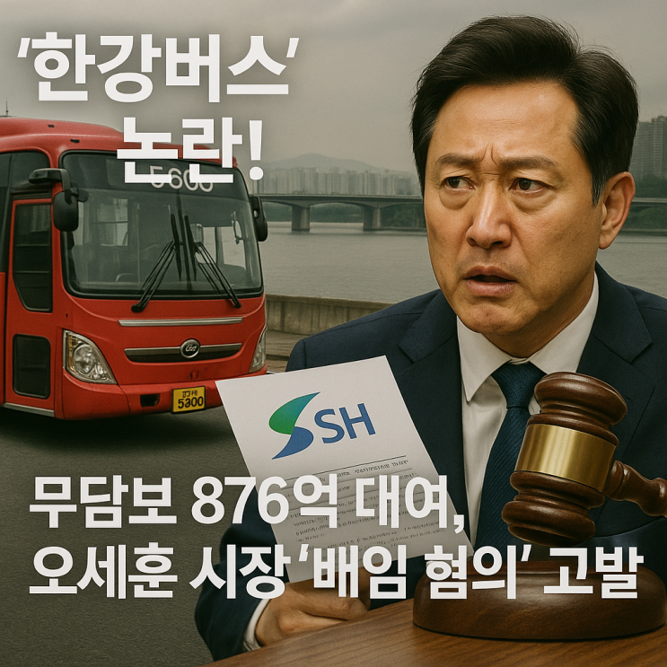 '<b>한강버스</b>' <b>논란</b>! SH, 무담보 876억 대여, <b>오세훈</b> 시장 '배임... 
