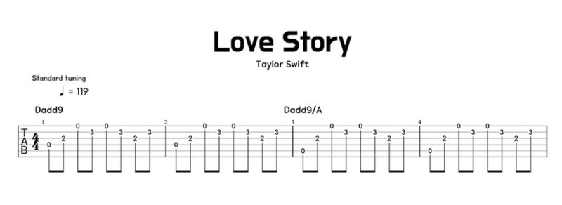 테일러 스위프트 Love Story 기타 코드 악보 | 아르페지오부터 칼립소까지 한 곡으로 배우기