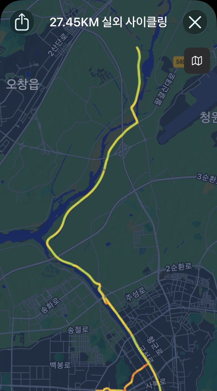  [라이딩] 무심천 따라 3번째, 이번에는 증평으로 연결되는 코스.