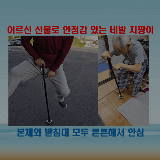  튼튼한 받침대와 보조손잡이까지! 길이조절 가능한 노인용 지팡이