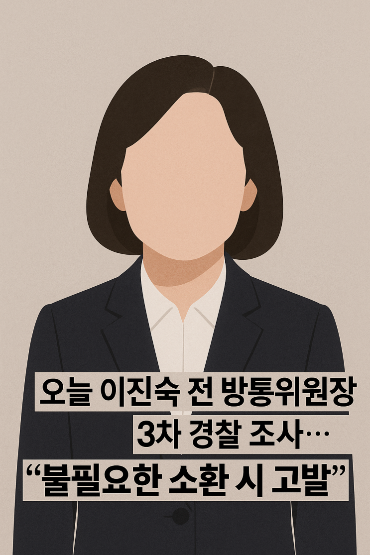 <b>이진숙</b> 전 방통위원장, 오늘 3차 경찰 <b>조사</b>…불필요 <b>소환</b> 시... 
