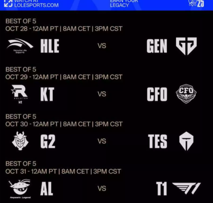 [LOL, E스포츠] 2025 월즈(롤드컵) 8강 일정과 개인적인 결과 예상(젠지 vs 한화생명, AL vs T1)