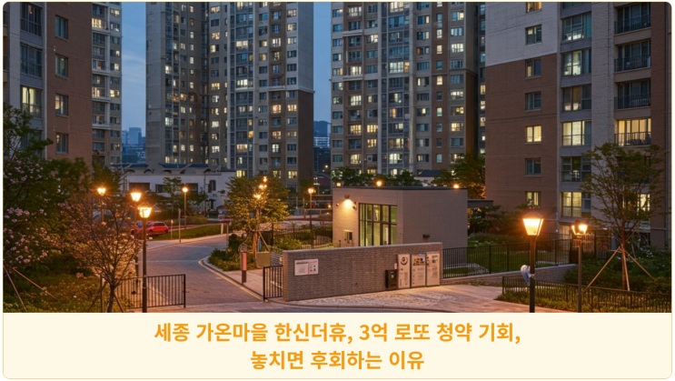 세종 가온마을 한신더휴, 3억 로또 청약 기회, 놓치면 후회하는 이유
