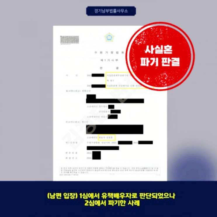  사실혼 파기 성공, 결혼식만 올린 사실혼 관계 1심 판결 뒤집은 사례