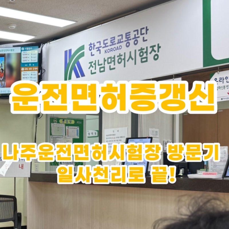 [운전면허증 갱신 후기] 나주운전면허시험장에서 2종→1종보통 업그레이드 + 국제면허증 + 모....