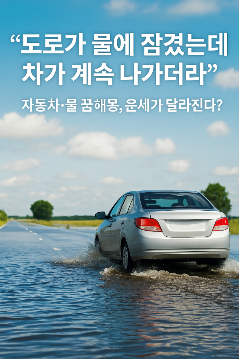 “도로가 물에 잠겼는데 차가 계속 나가더라”… 자동차·물 꿈해몽, 운세가 달라진다?