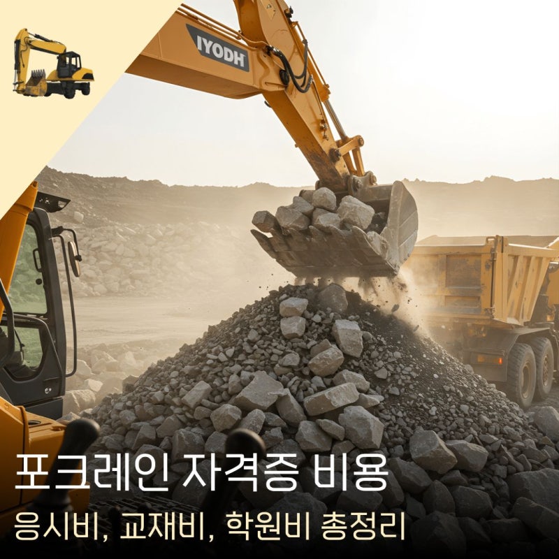포크레인 자격증 비용 응시비, 교재비, 학원비 총정리