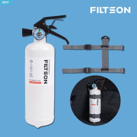  “국산 KFI인증 차량·가정·캠핑 겸용 0.7kg 소화기 + 거치대 포함 – 필슨 차량용 소화기”