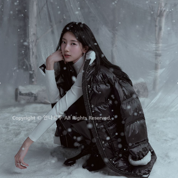 수지 인스타그램 속 게스 패딩 무스탕 코디 스타일링