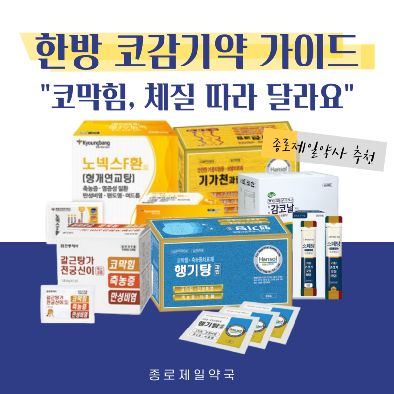 소청룡탕 형개연교탕 효능 감코날 한방비염약 누런콧물, 한방비염축농증약 종로구약국에서!
