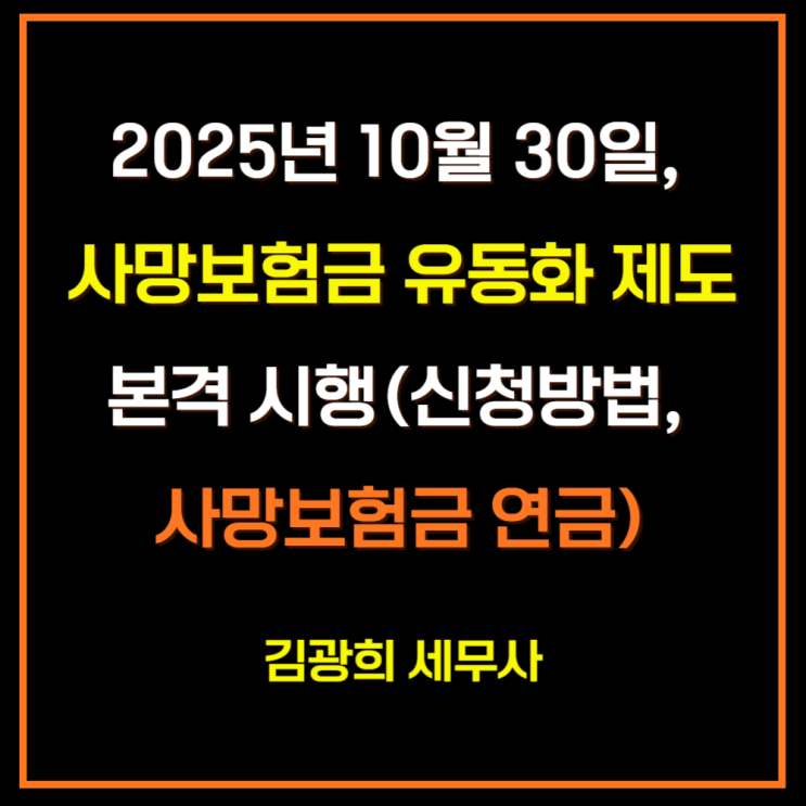  2025년 10월 30일, 사망보험금 유동화 제도 본격 시행(신청방법, 사망보험금 연금)