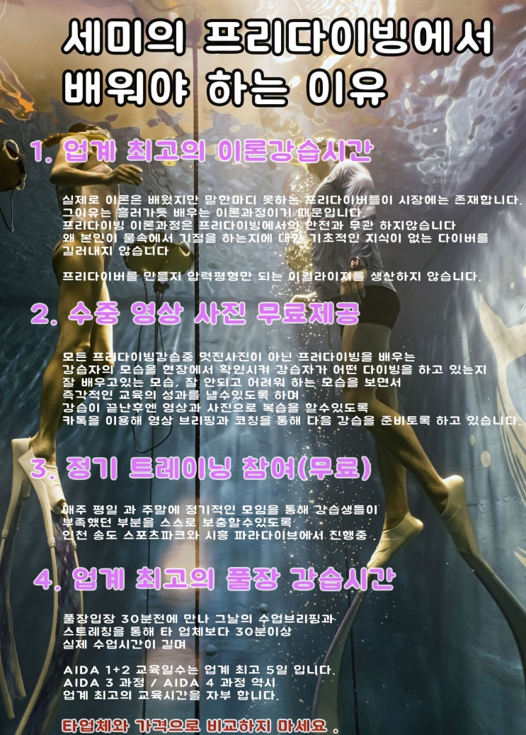  인천/경기 프리다이빙 입문자를 위한 강습 업체를 선정하는 방법?