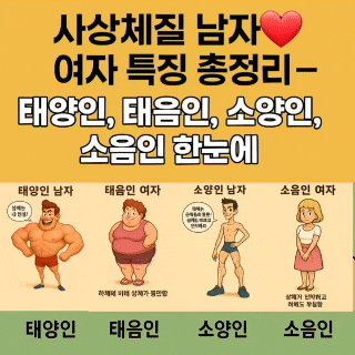  태양인 태음인 소양인 소음인 남자 여자 사상체질 특징 총정리 – 한눈에! 서울 민생회복 소비쿠폰 가능한 헌책방 중고서점 에서