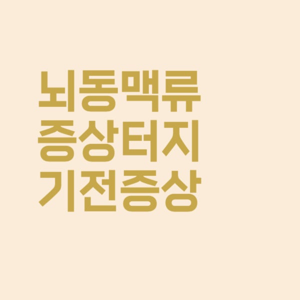  뇌동맥류 증상 터지기 전 전조증상 알아보았습니다