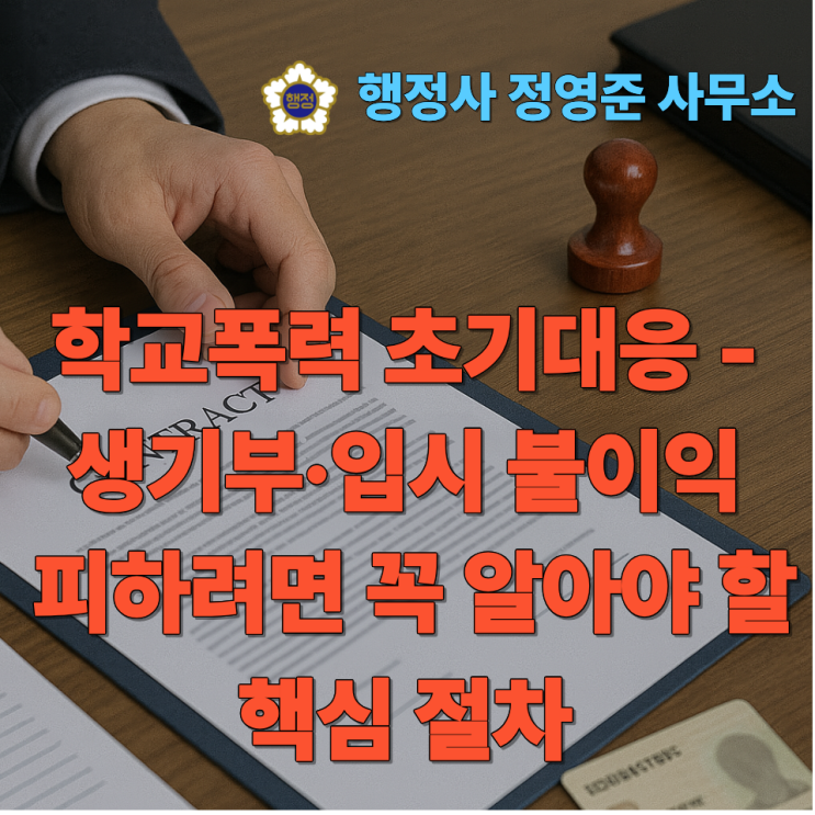  학교폭력 초기대응 | 생기부·입시 불이익 피하려면 꼭 알아야 할 핵심 절차