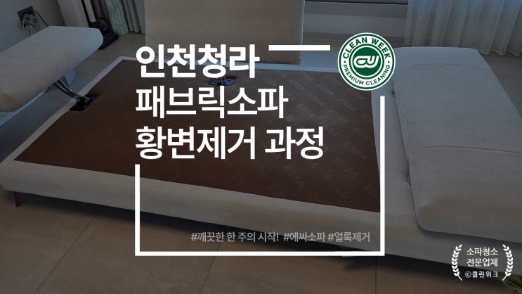  청라소파청소 인천 쇼파 세탁 황변 케어 과정
