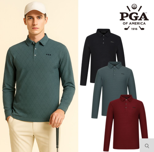 [85% 핫딜] 가을 남성 골프웨어 긴팔 PGA 카라티 28,900원! 40대남자골프웨어 필수템, 남자골프웨....