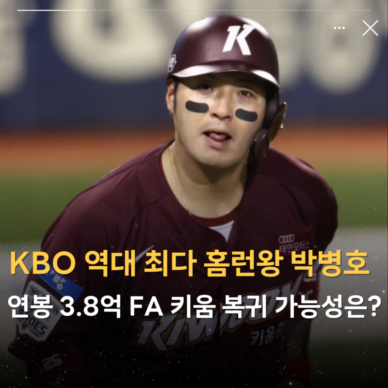 KBO리그 역대 최다 홈런왕 박병호, 연봉 3.8억 FA 키움 복귀 가능성은?